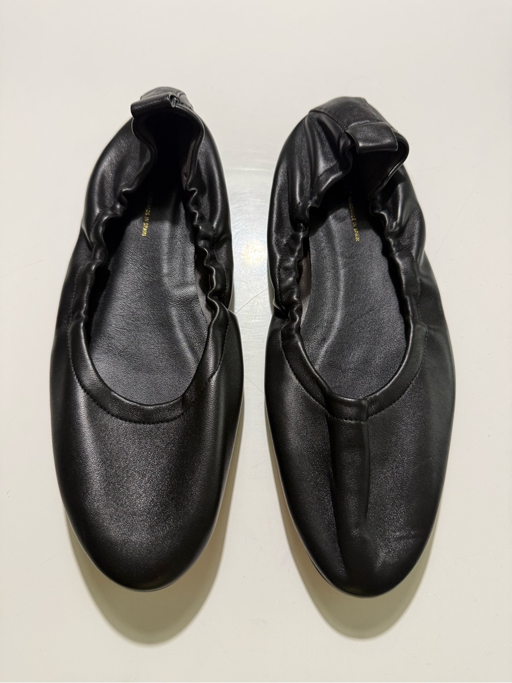 Margaux Black Leather Ballet Flats 39